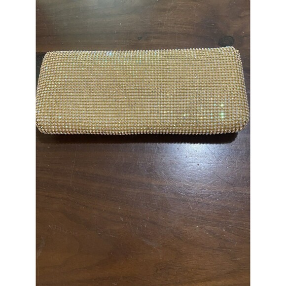 Vintage Rhinestone Evening Clutch Purse Gold Light Chain Should Strap Formal - Picture 5 of 11